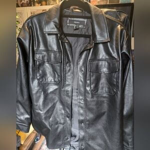 Womens Size US Small Feux Leather Button Up Jacket